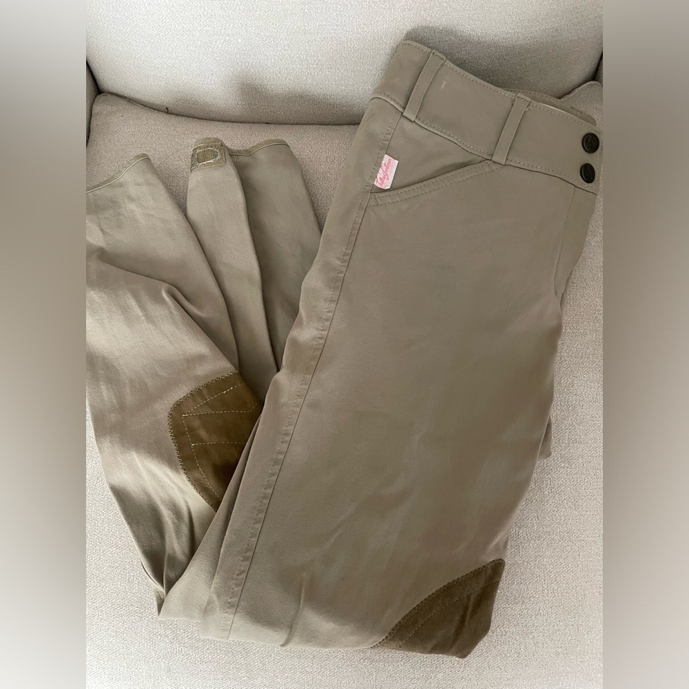 tan low-rise tailored sportsman breeches, size 24 regular